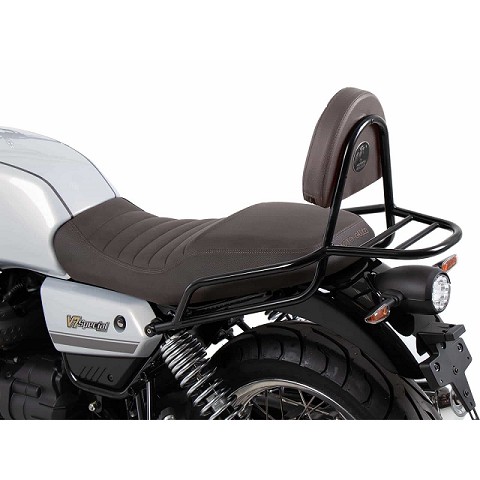 SCHIENALINO con portapacchi per Moto Guzzi V7 850 cc - nero con cuscino marrone